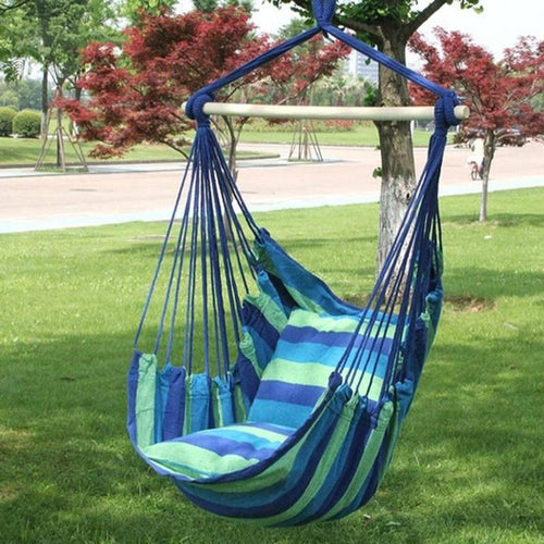 Portable Hammock Chair Outdoor Garden Hammock Hanging Chair for Home Travel Camping Hiking Swing Canvas Stripe Hammock Swings